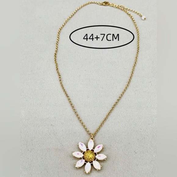 Rhinestone Flower Charm Necklace - Picture 3 of 6